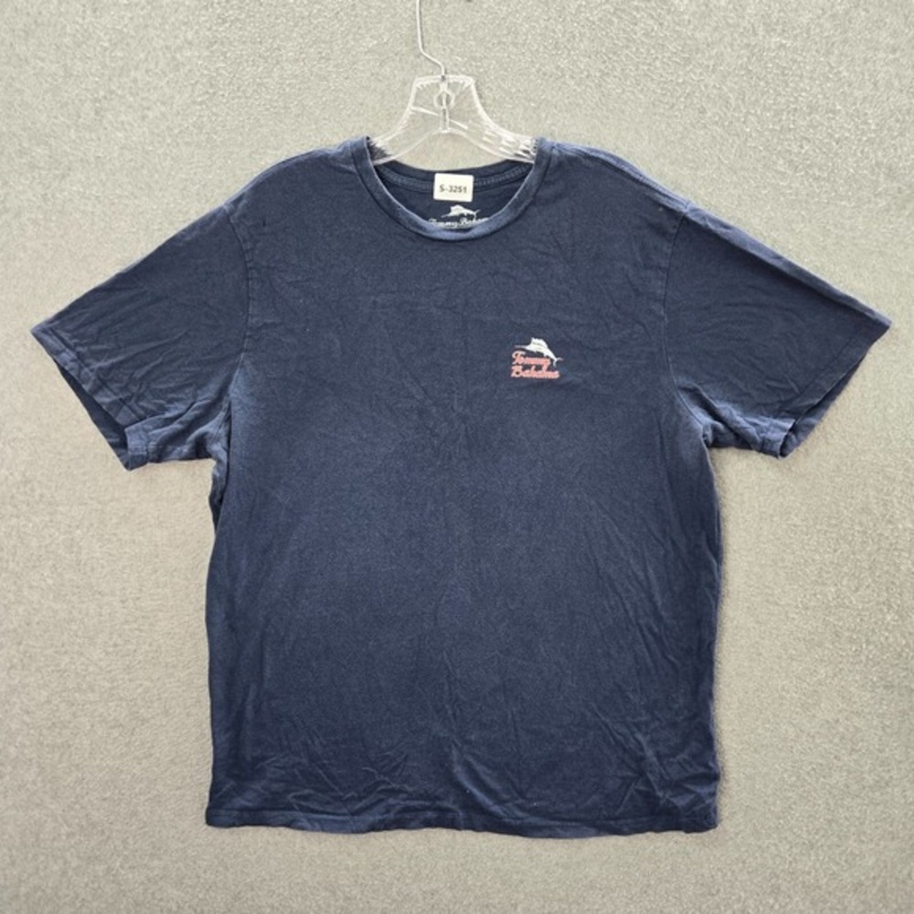 Tommy Bahama Men Shirt Small Blue Logo Morning Anchor Graphic Short Sleeve Tee